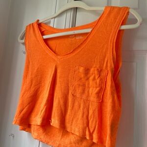 Aerie Orange V-Neck Crop Top